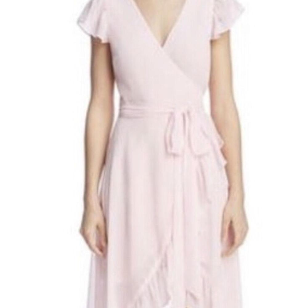 WAYF Delancey Ruffle Wrap Dress Pink Medium Bloomingdales Retail $145